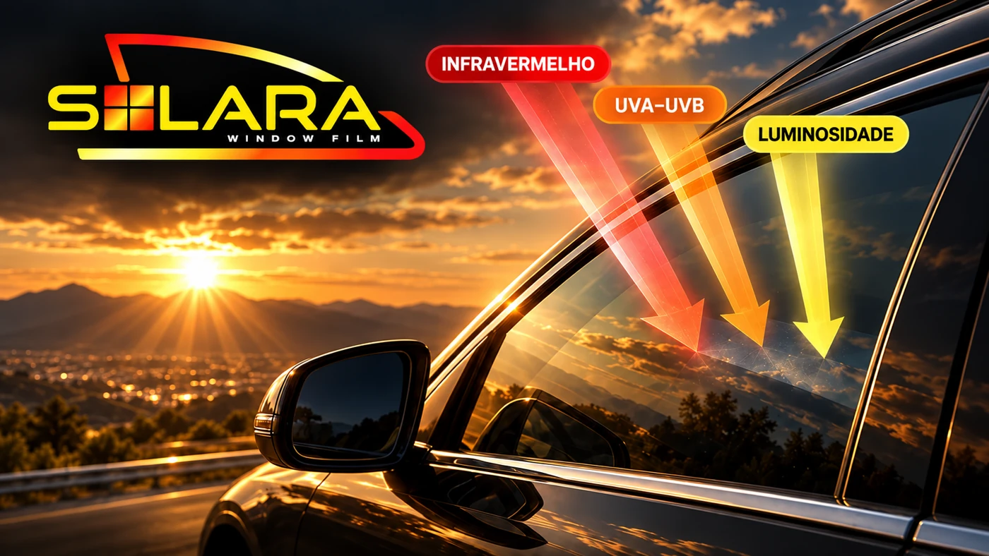 Ilustração de proteção solar no vidro do carro