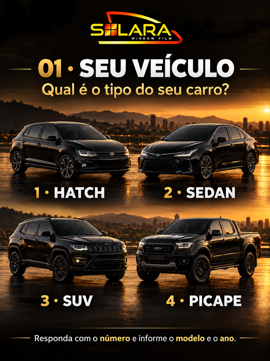 Tipos de carro: hatch, sedan, SUV e picape
